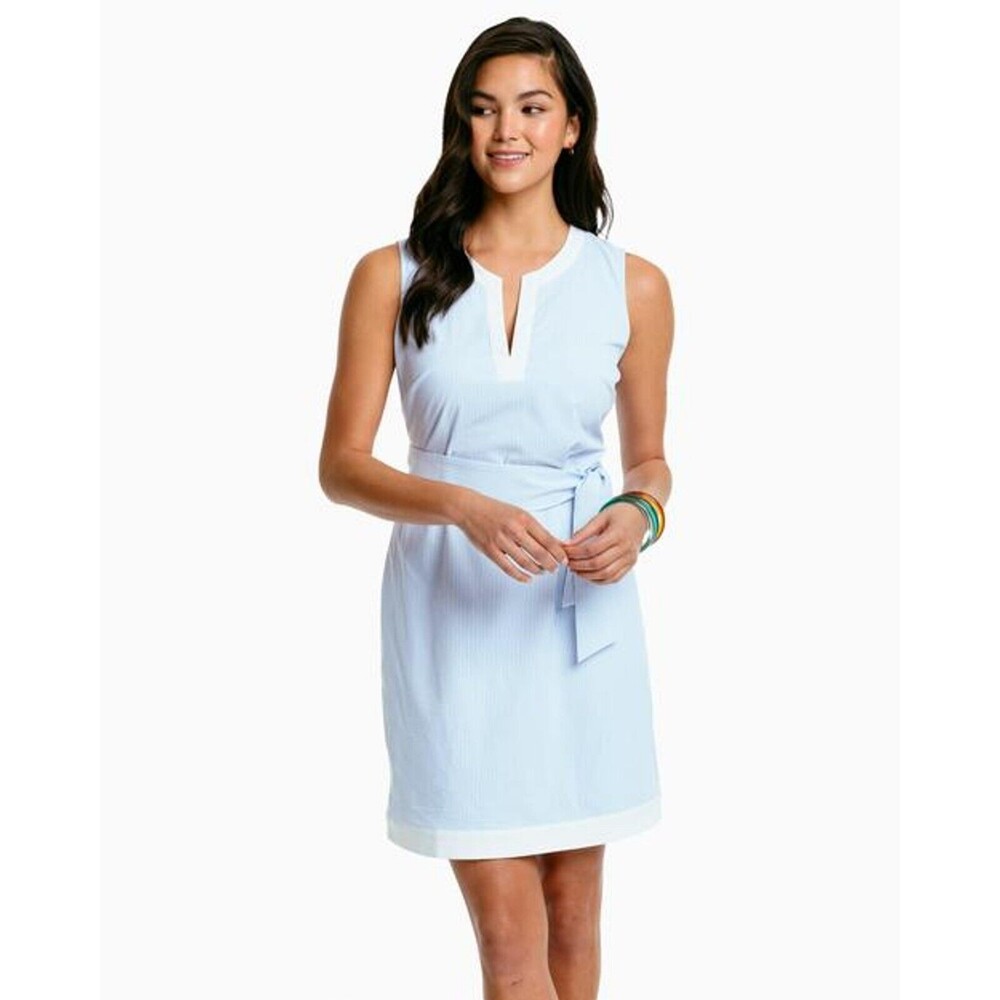 NEW Southern Tide Sky Blue Erica Performance Seersucker Dress Women’s 14